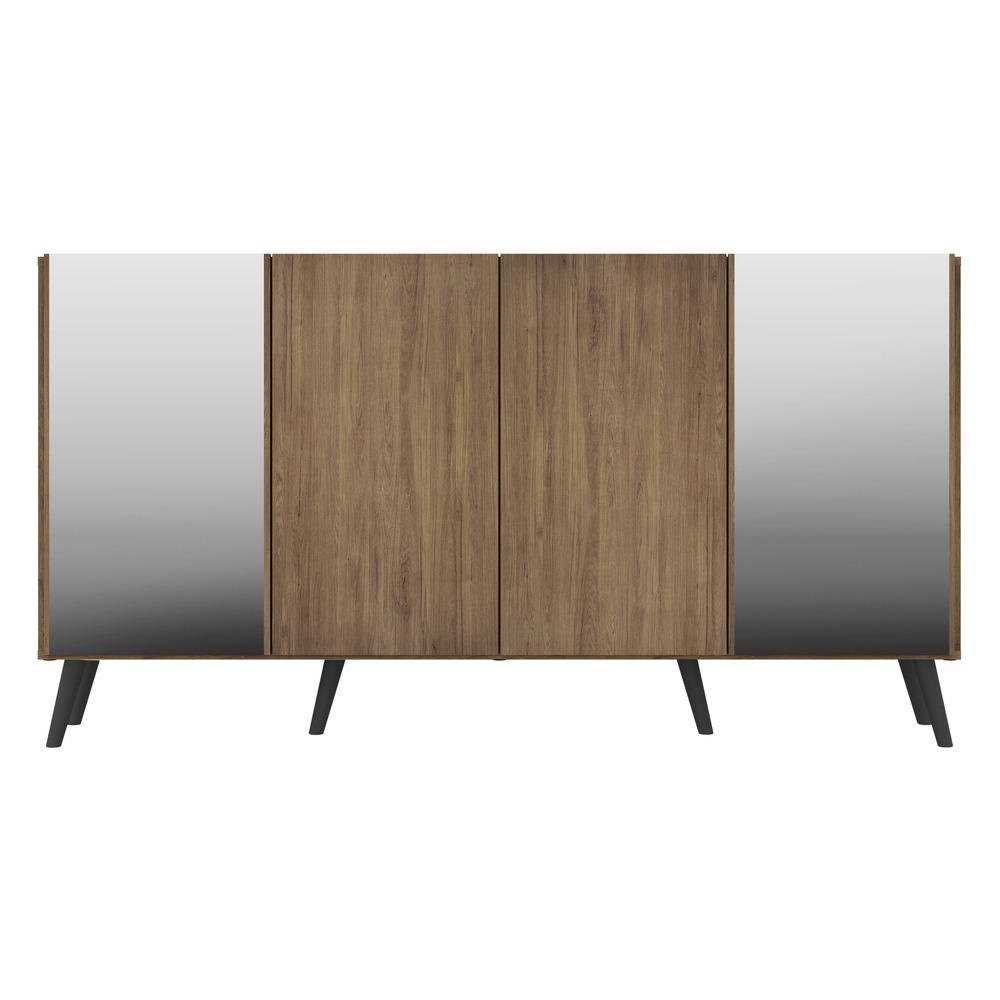 Aparador Buffet 4 Portas com Espelho Retrô Vegas Multimóveis V3562 Rustic/Preto