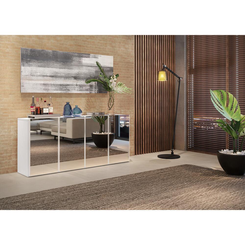 Aparador Buffet 4 Portas com Espelho Vegas Multimóveis V3558 Branco