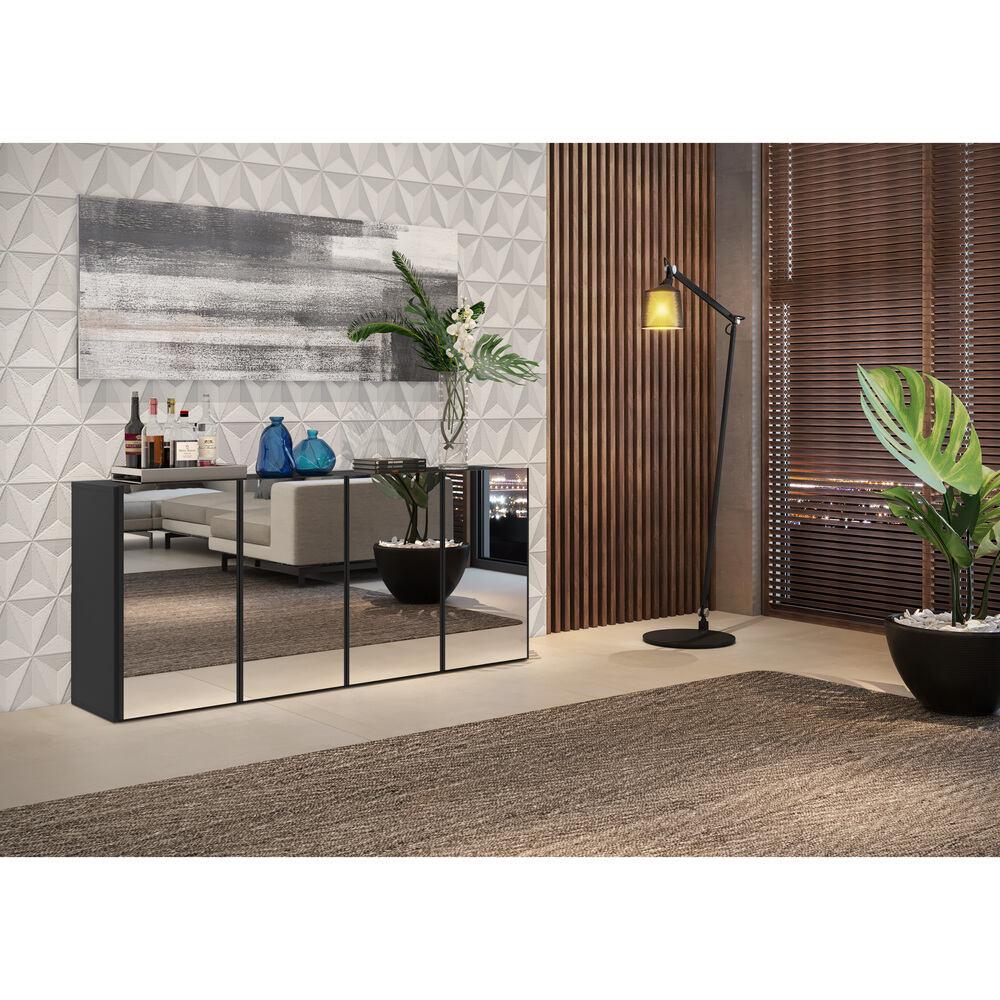 Aparador Buffet 4 Portas com Espelho Vegas Multimóveis V3558 Preto