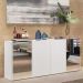 Aparador Buffet 4 Portas com Espelho Vegas Multimóveis V3561 Branco