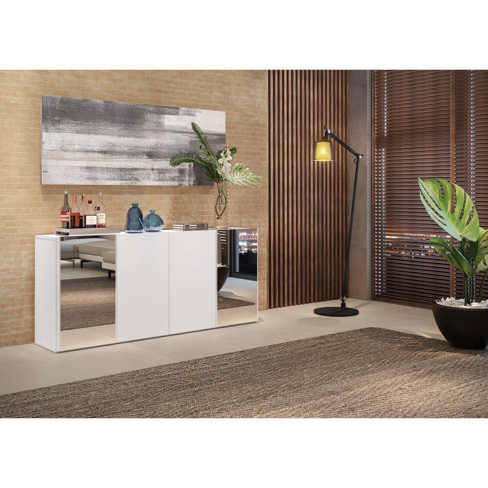 Aparador Buffet 4 Portas com Espelho Vegas Multimóveis V3561 Branco