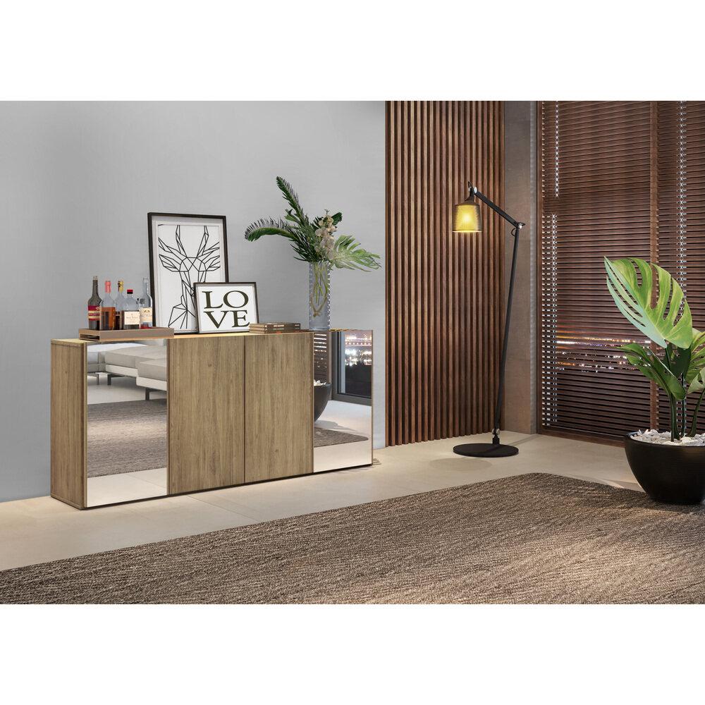 Aparador Buffet 4 Portas com Espelho Vegas Multimóveis V3561 Rustic