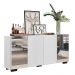 Aparador Buffet 4 Portas com Espelho e Pés Quadrados Vegas Multimóveis V3563 Branco/Preto