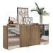 Aparador Buffet 4 Portas com Espelho e Pés Quadrados Vegas Multimóveis V3563 Rustic/Branco