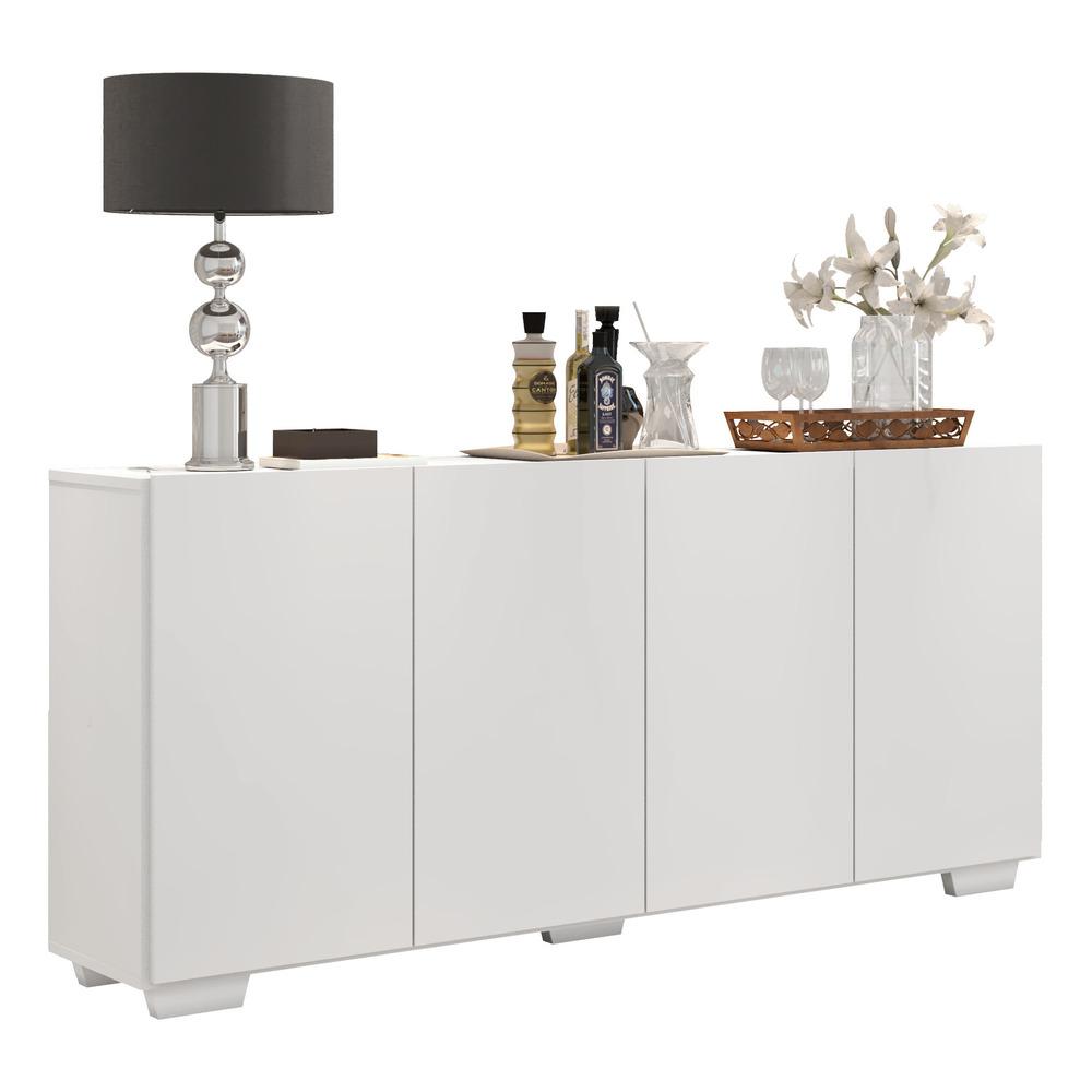 Aparador Buffet 4 Portas com Pés Quadrados Veneza Multimóveis V3557 Branco