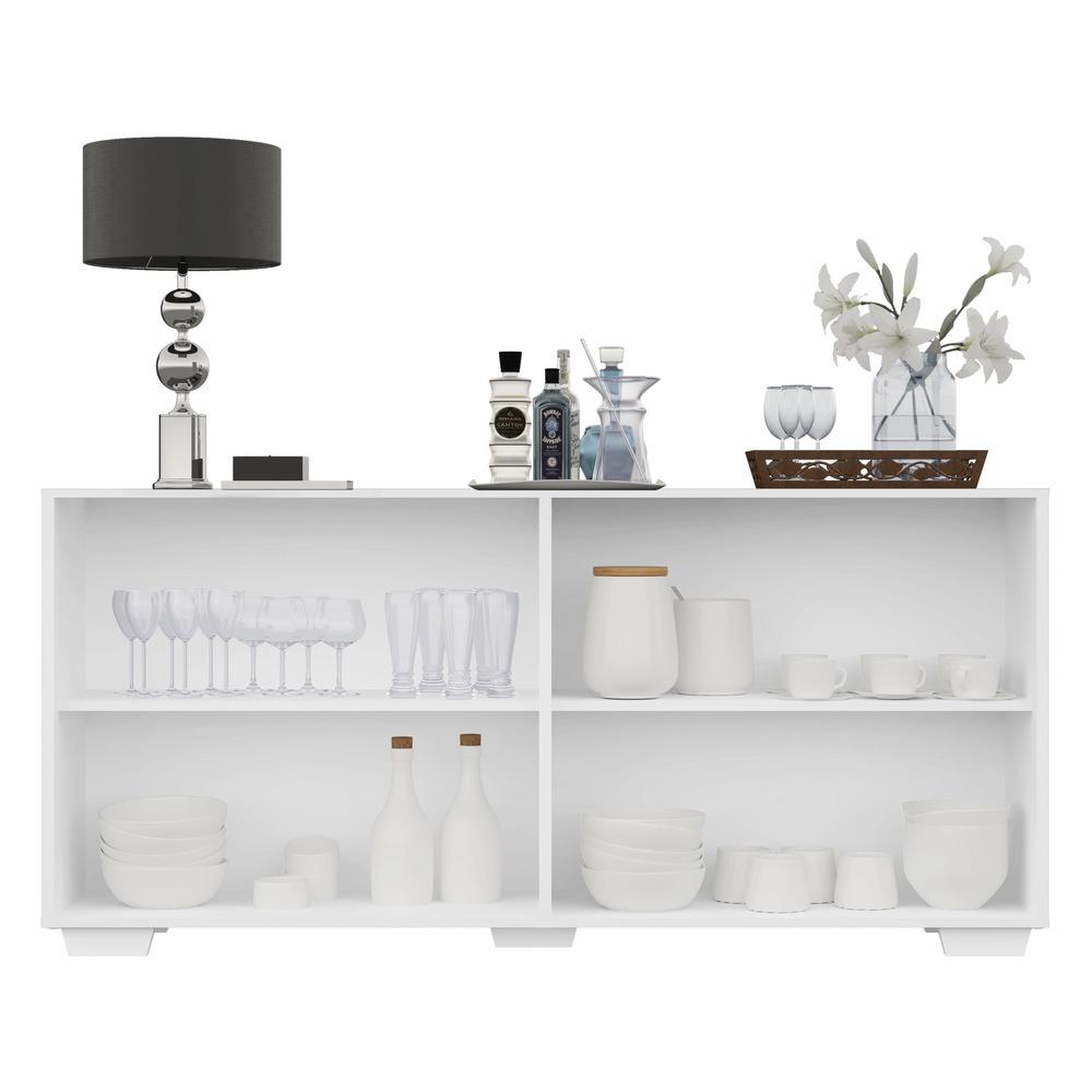 Aparador Buffet 4 Portas com Pés Quadrados Veneza Multimóveis V3557 Branco