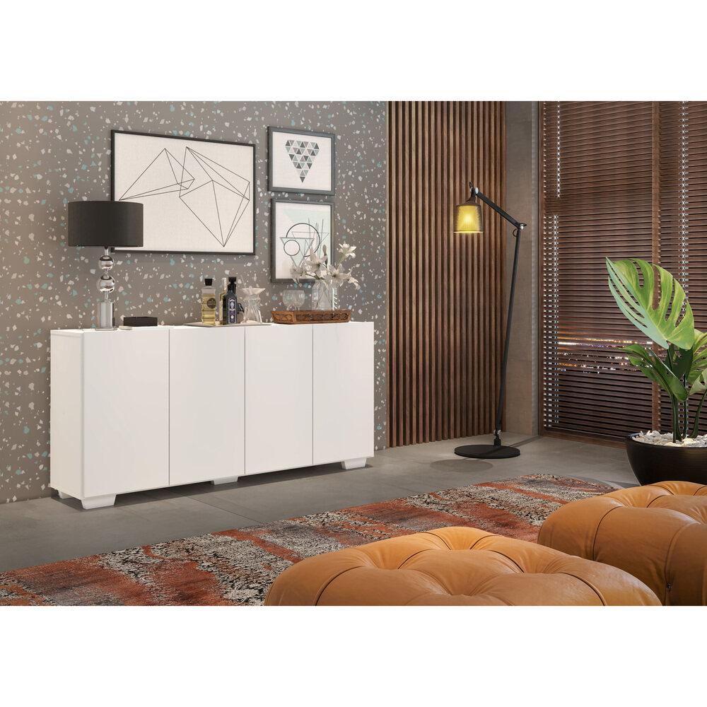 Aparador Buffet 4 Portas com Pés Quadrados Veneza Multimóveis V3557 Branco