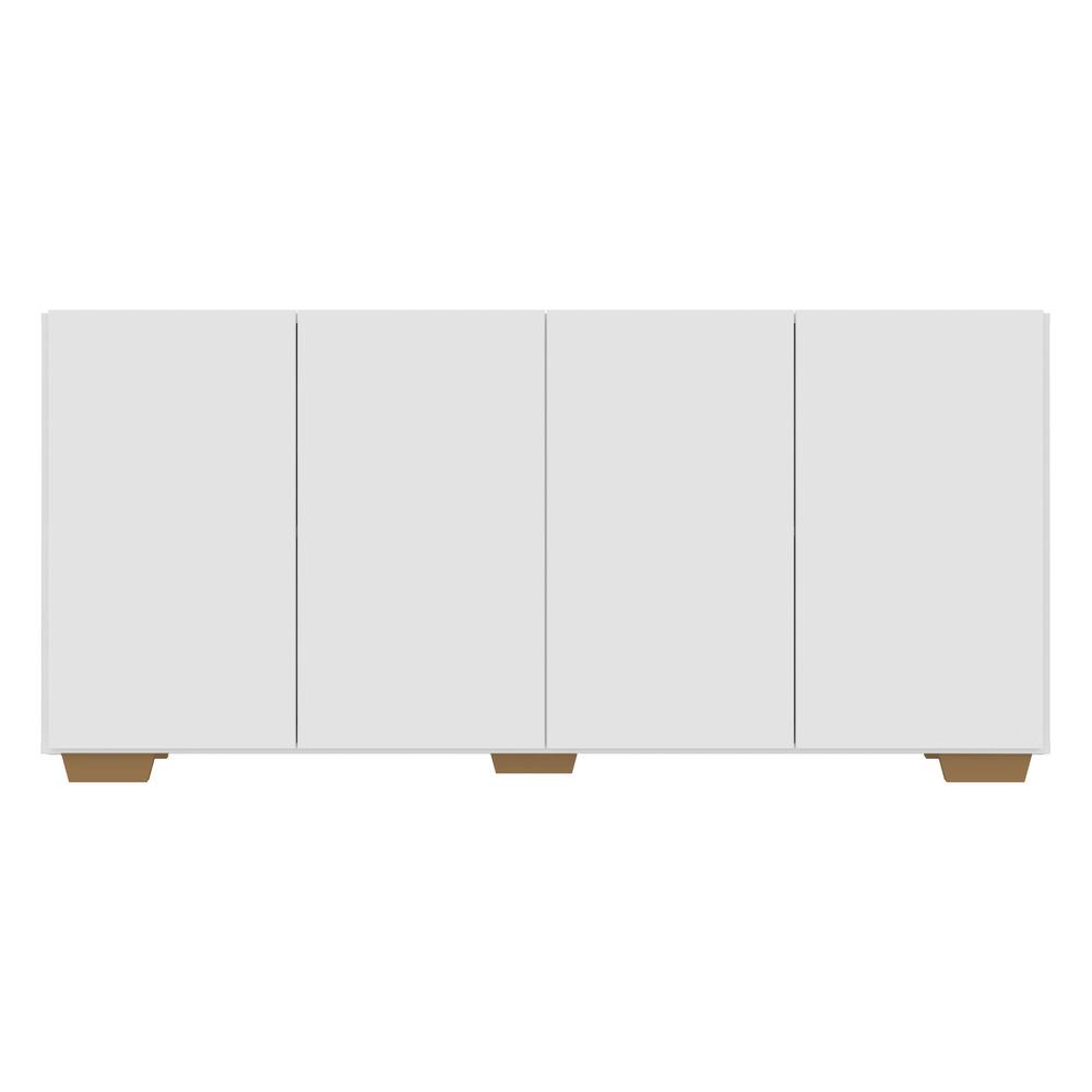 Aparador Buffet 4 Portas com Pés Quadrados Veneza Multimóveis V3557 Branco/Natural