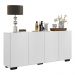 Aparador Buffet 4 Portas com Pés Quadrados Veneza Multimóveis V3557 Branco/Preto
