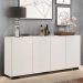 Aparador Buffet 4 Portas com Pés Quadrados Veneza Multimóveis V3557 Branco/Preto