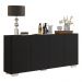 Aparador Buffet 4 Portas com Pés Quadrados Veneza Multimóveis V3557 Preto/Branco