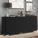 Aparador Buffet 4 Portas com Pés Quadrados Veneza Multimóveis V3557 Preto/Branco