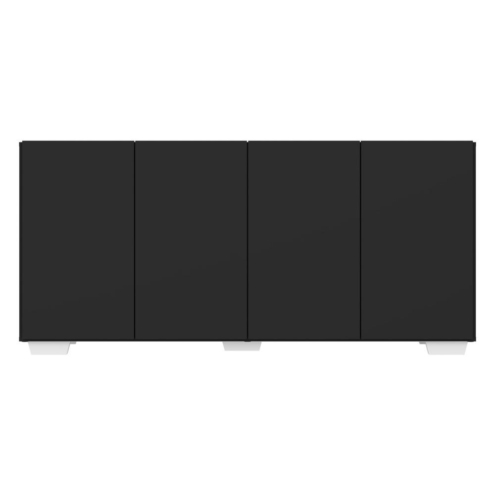 Aparador Buffet 4 Portas com Pés Quadrados Veneza Multimóveis V3557 Preto/Branco