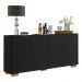 Aparador Buffet 4 Portas com Pés Quadrados Veneza Multimóveis V3557 Preto/Natural