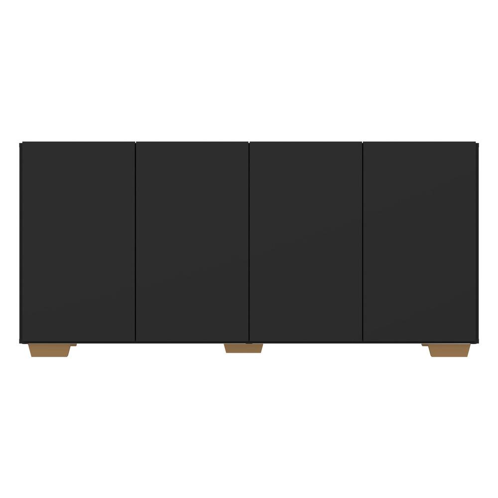 Aparador Buffet 4 Portas com Pés Quadrados Veneza Multimóveis V3557 Preto/Natural