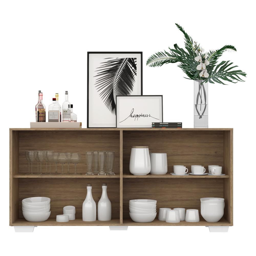 Aparador Buffet 4 Portas com Pés Quadrados Veneza Multimóveis V3557 Rustic/Branco