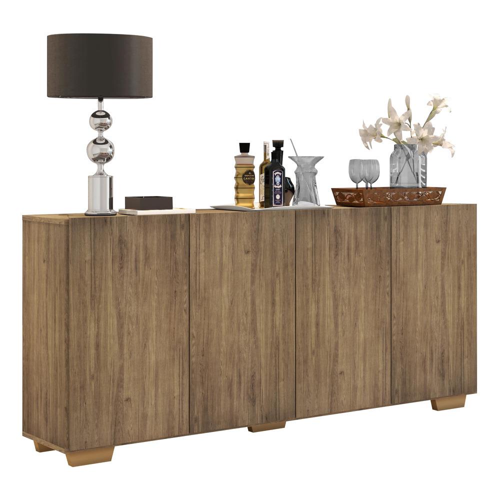 Aparador Buffet 4 Portas com Pés Quadrados Veneza Multimóveis V3557 Rustic/Natural