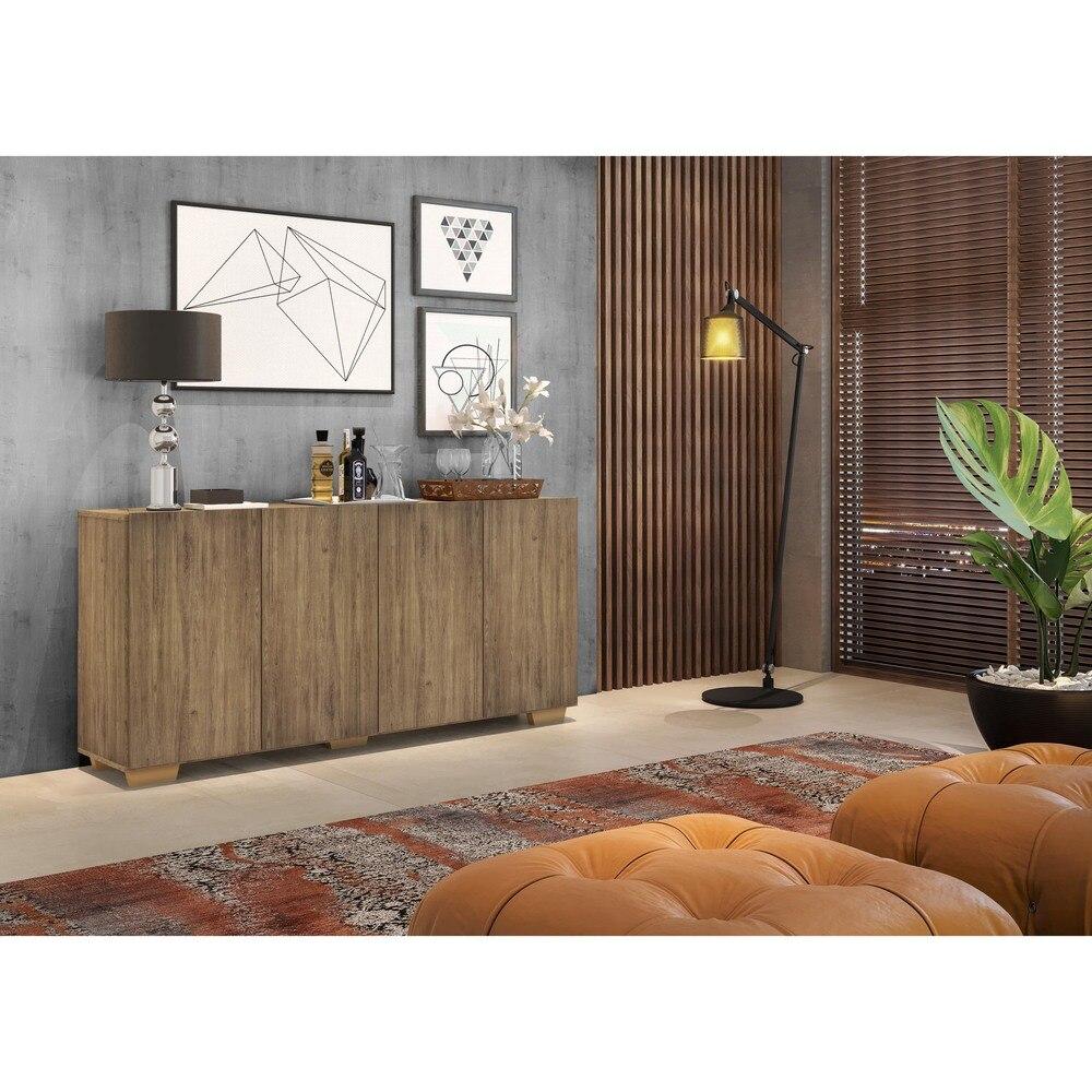 Aparador Buffet 4 Portas com Pés Quadrados Veneza Multimóveis V3557 Rustic/Natural
