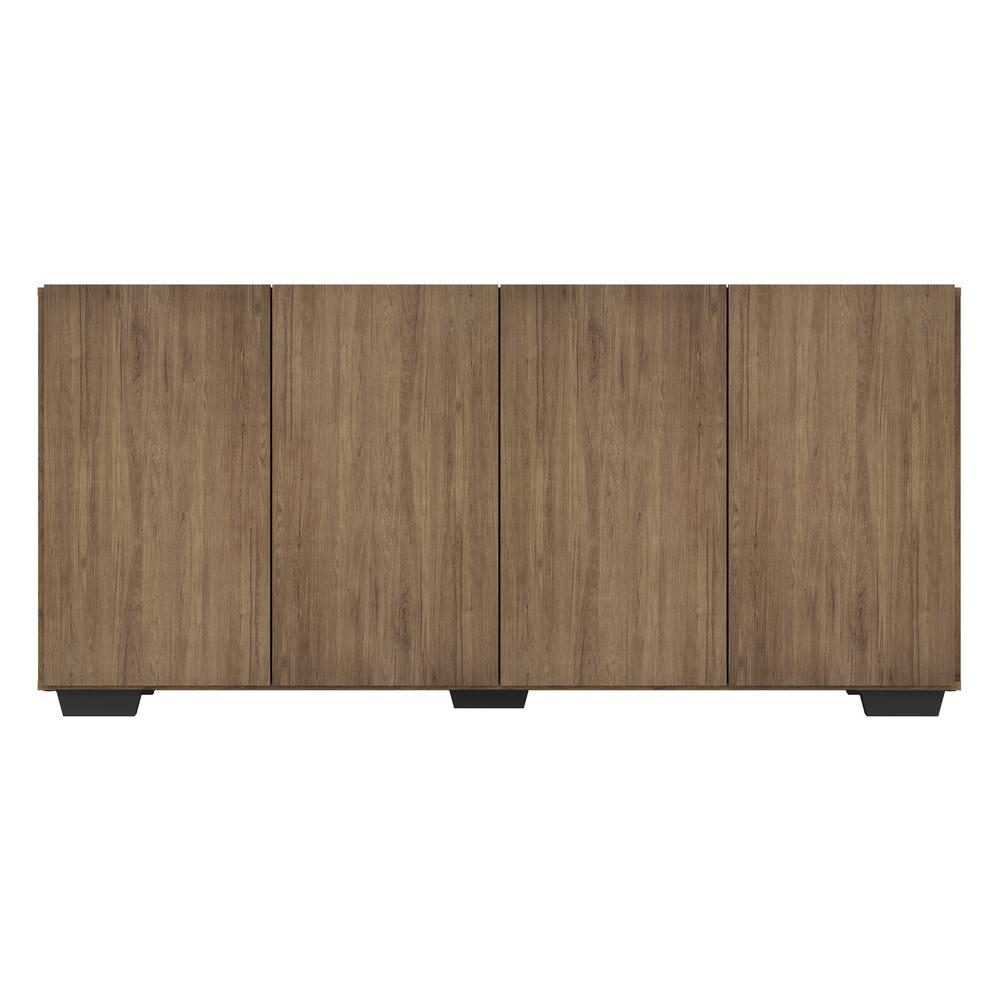 Aparador Buffet 4 Portas com Pés Quadrados Veneza Multimóveis V3557 Rustic/Preto