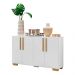 Aparador Buffet 4 Portas com Pés Quadrados Viena Multimóveis Branco/Natural
