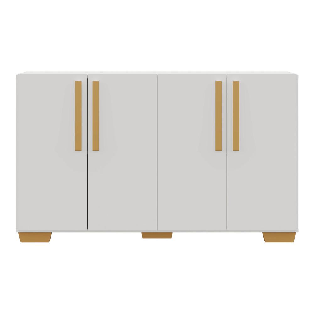 Aparador Buffet 4 Portas com Pés Quadrados Viena Multimóveis Branco/Natural
