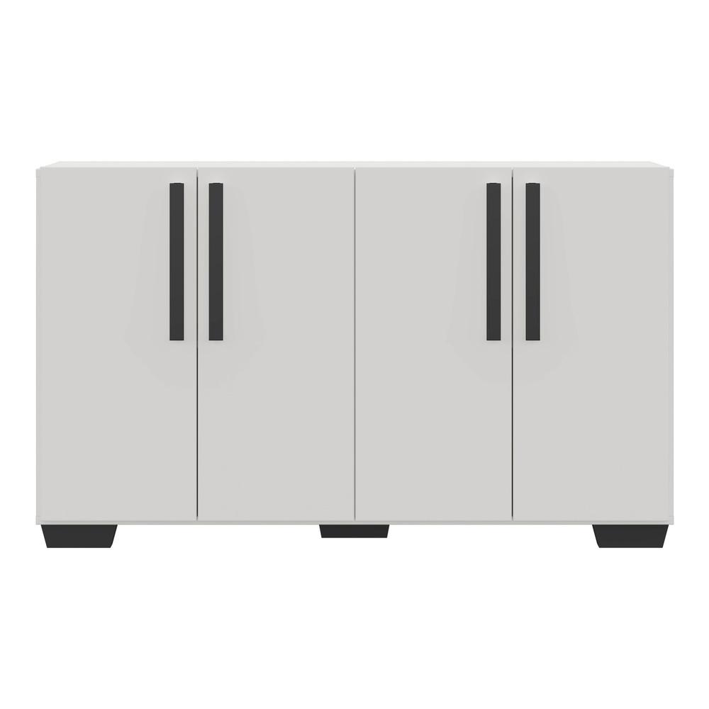Aparador Buffet 4 Portas com Pés Quadrados Viena Multimóveis Branco/Preto