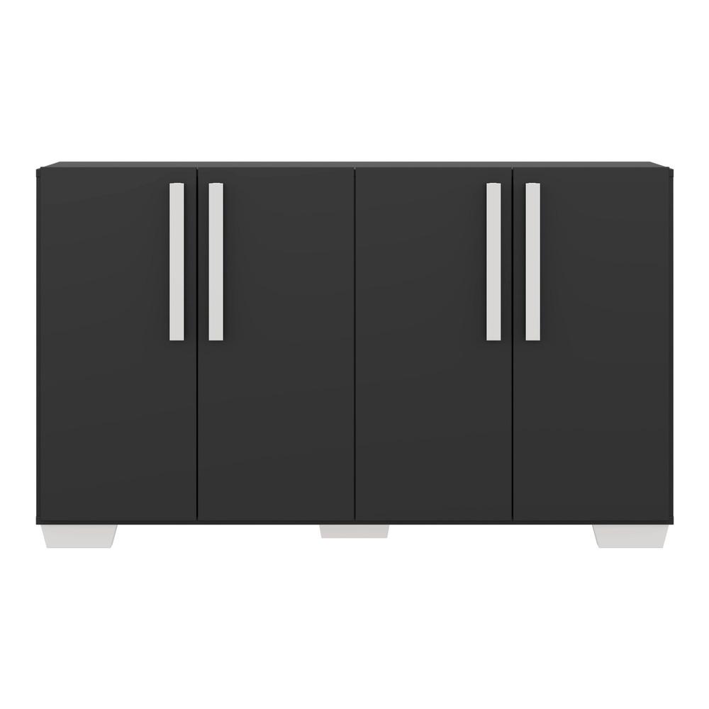 Aparador Buffet 4 Portas com Pés Quadrados Viena Multimóveis Preto/Branco