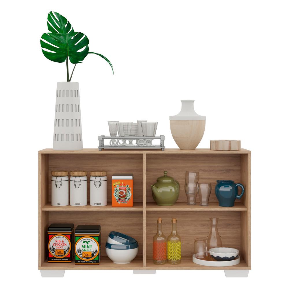 Aparador Buffet 4 Portas com Pés Quadrados Viena Multimóveis Rustic/Branco