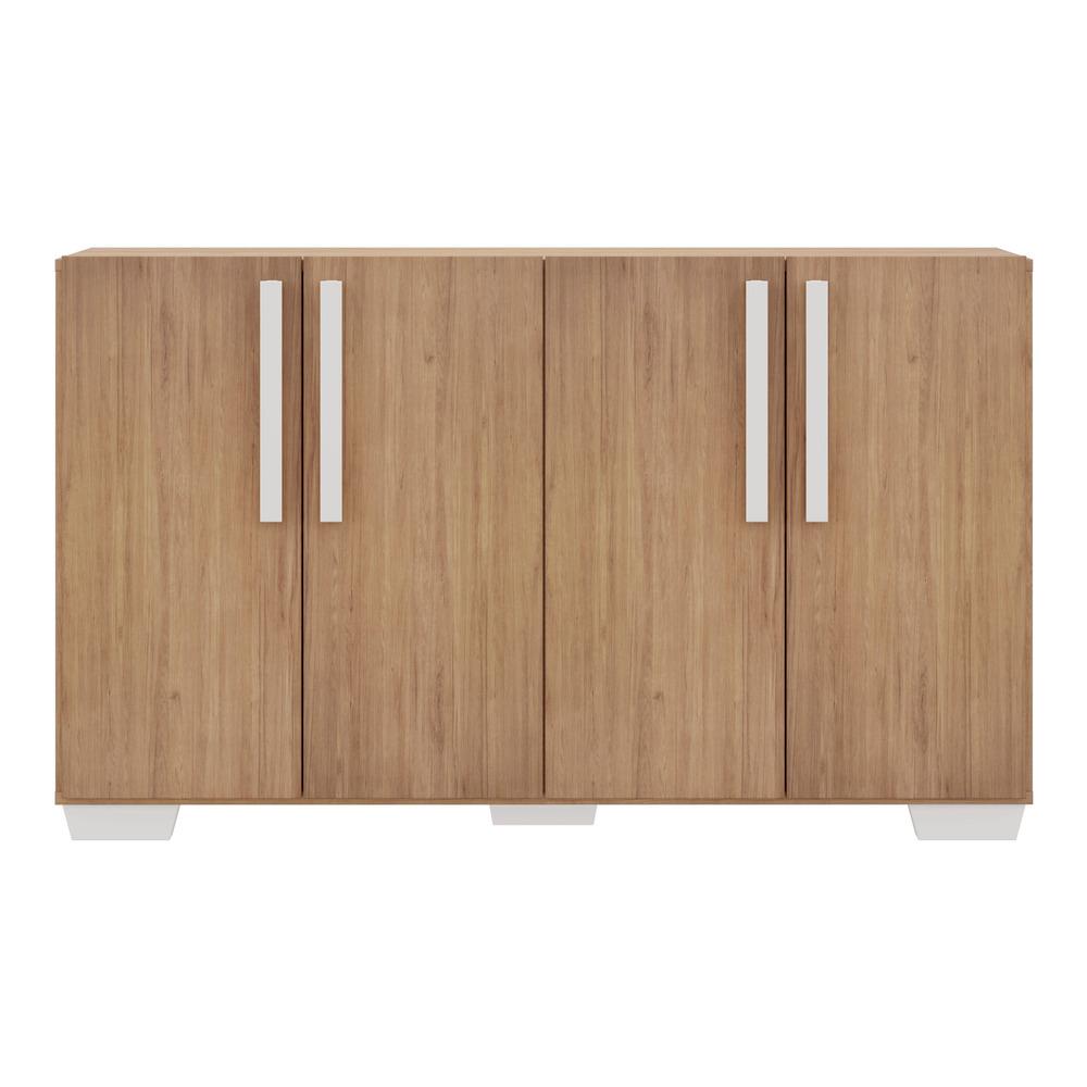 Aparador Buffet 4 Portas com Pés Quadrados Viena Multimóveis Rustic/Branco