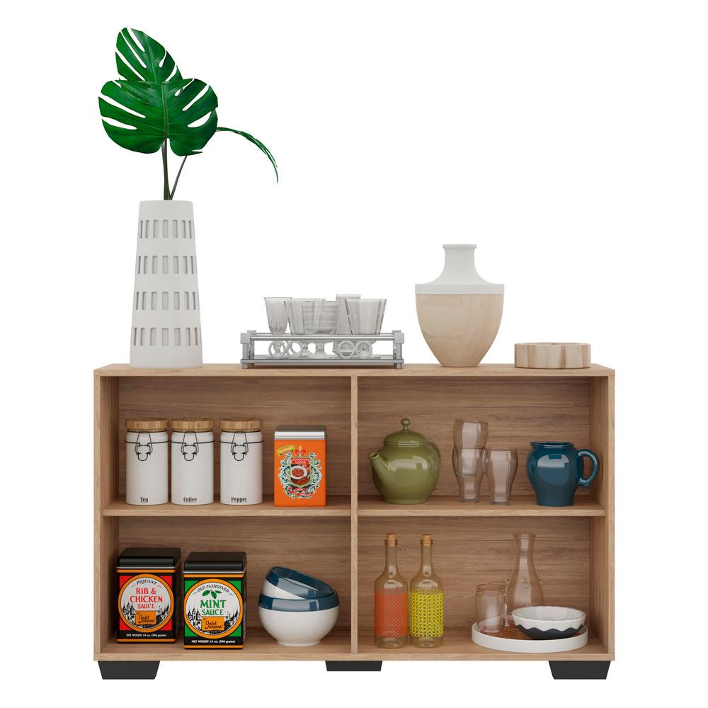 Aparador Buffet 4 Portas com Pés Quadrados Viena Multimóveis Rustic/Preto