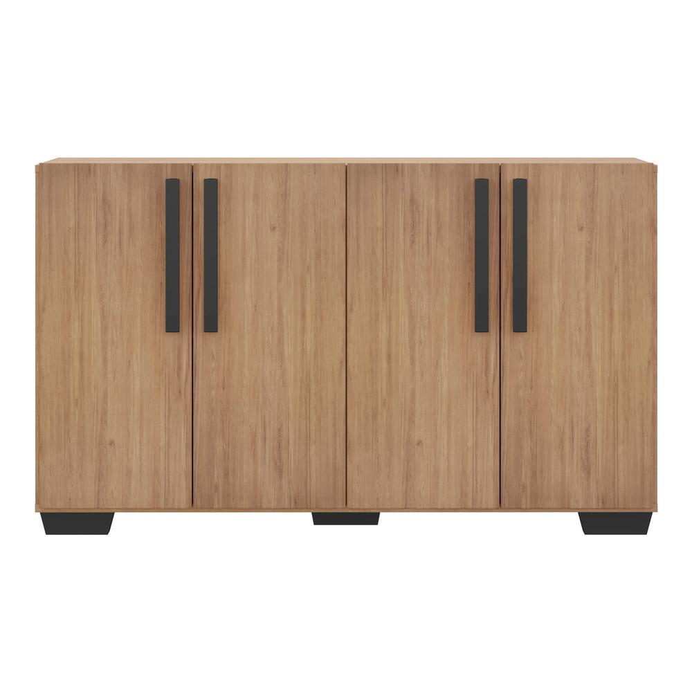 Aparador Buffet 4 Portas com Pés Quadrados Viena Multimóveis Rustic/Preto