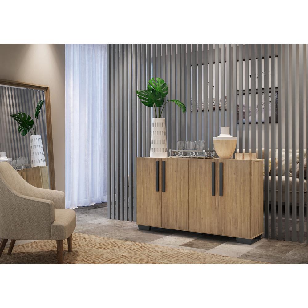 Aparador Buffet 4 Portas com Pés Quadrados Viena Multimóveis Rustic/Preto