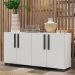 Aparador Buffet 4 Portas com Pés Quadrados Viena Multimóveis V3607 Branco/Preto