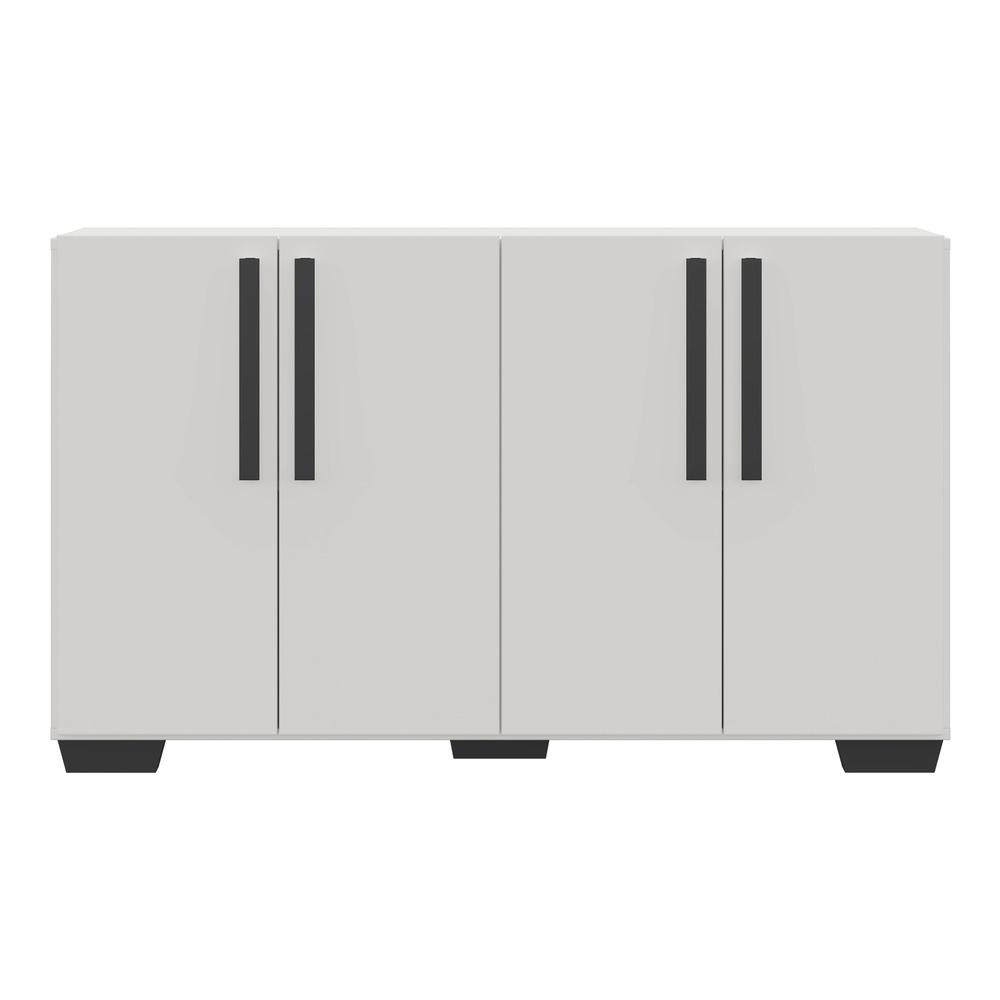 Aparador Buffet 4 Portas com Pés Quadrados Viena Multimóveis V3607 Branco/Preto