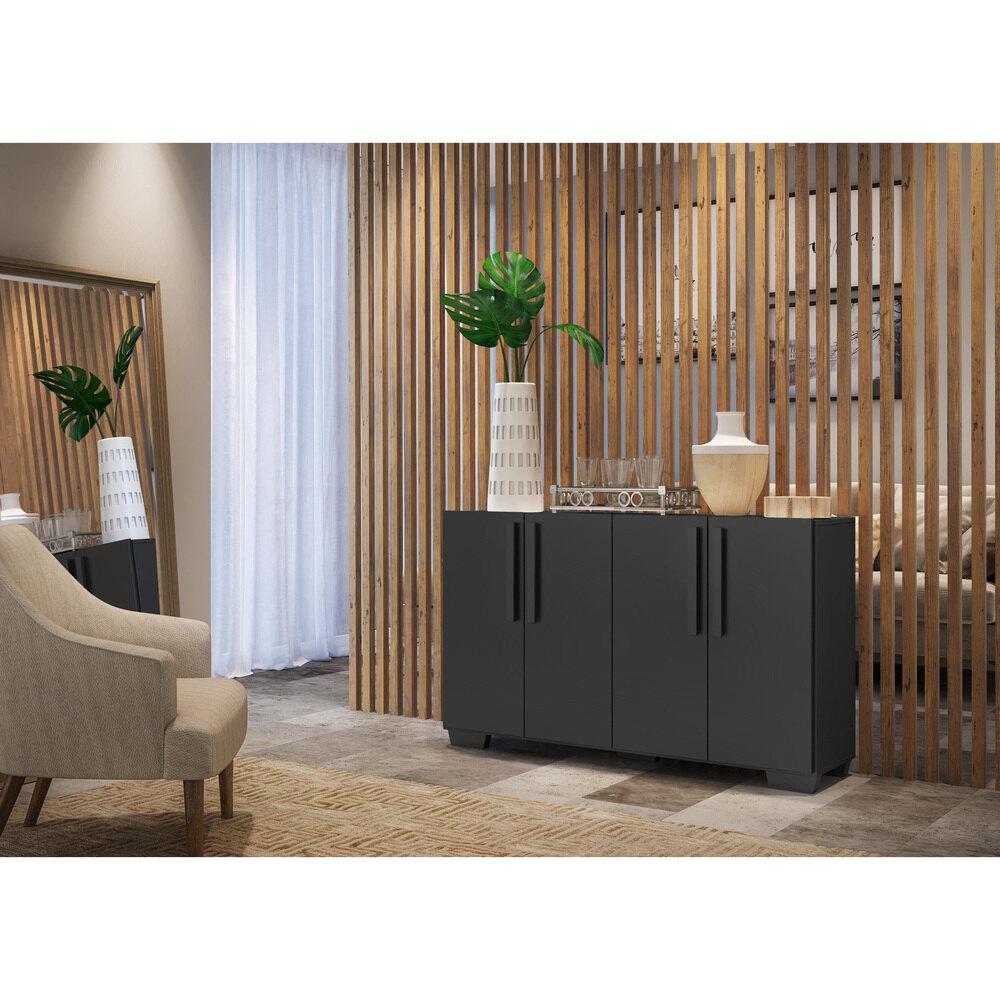 Aparador Buffet 4 Portas com Pés Quadrados Viena Multimóveis V3607 Preto