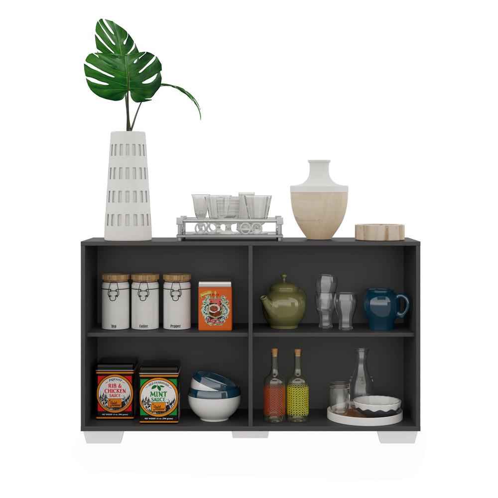 Aparador Buffet 4 Portas com Pés Quadrados Viena Multimóveis V3607 Preto/Branco