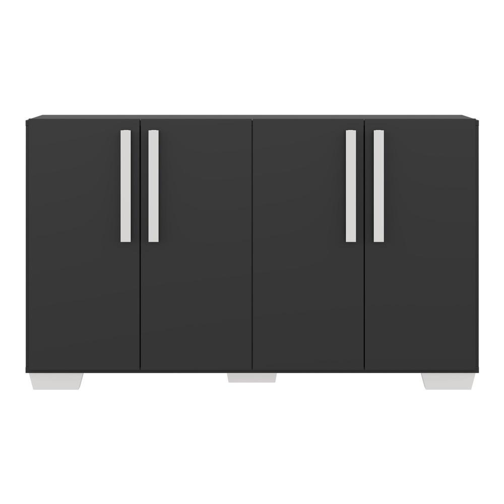 Aparador Buffet 4 Portas com Pés Quadrados Viena Multimóveis V3607 Preto/Branco