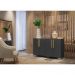 Aparador Buffet 4 Portas com Pés Quadrados Viena Multimóveis V3607 Preto/Natural