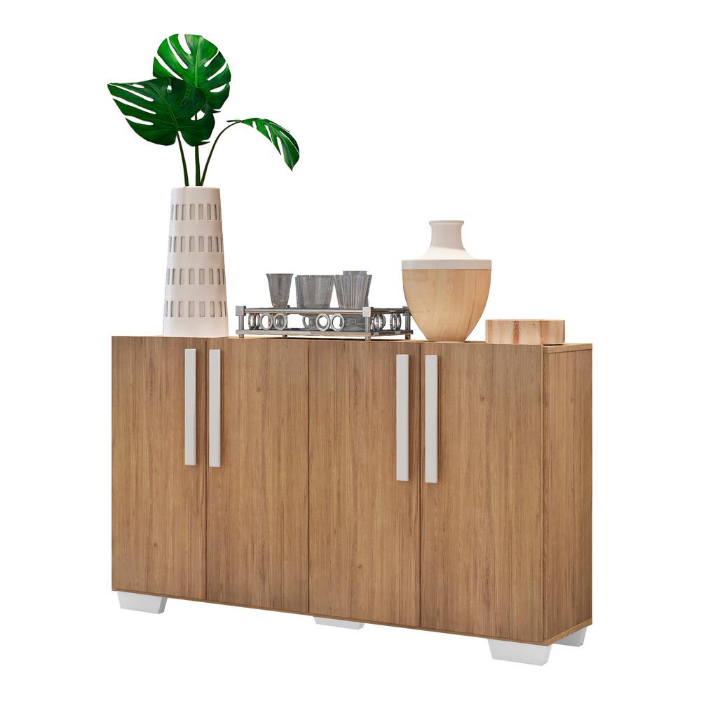Aparador Buffet 4 Portas com Pés Quadrados Viena Multimóveis V3607 Rustic/Branco