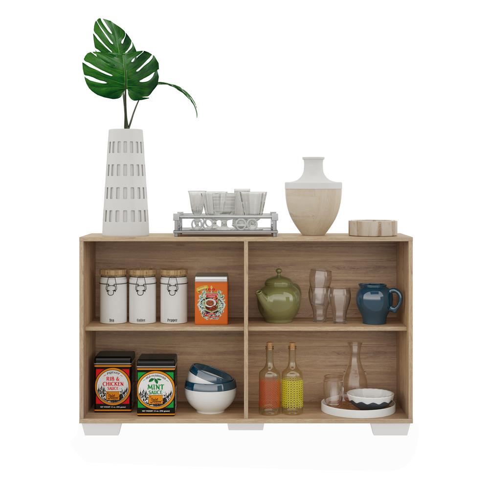 Aparador Buffet 4 Portas com Pés Quadrados Viena Multimóveis V3607 Rustic/Branco
