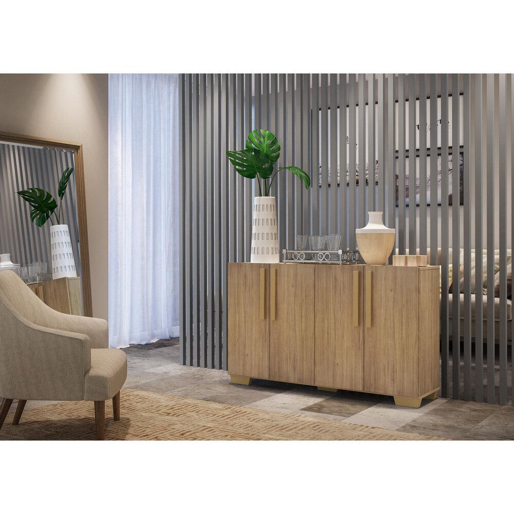 Aparador Buffet 4 Portas com Pés Quadrados Viena Multimóveis V3607 Rustic/Natural