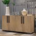 Aparador Buffet 4 Portas com Pés Quadrados Viena Multimóveis V3607 Rustic/Preto