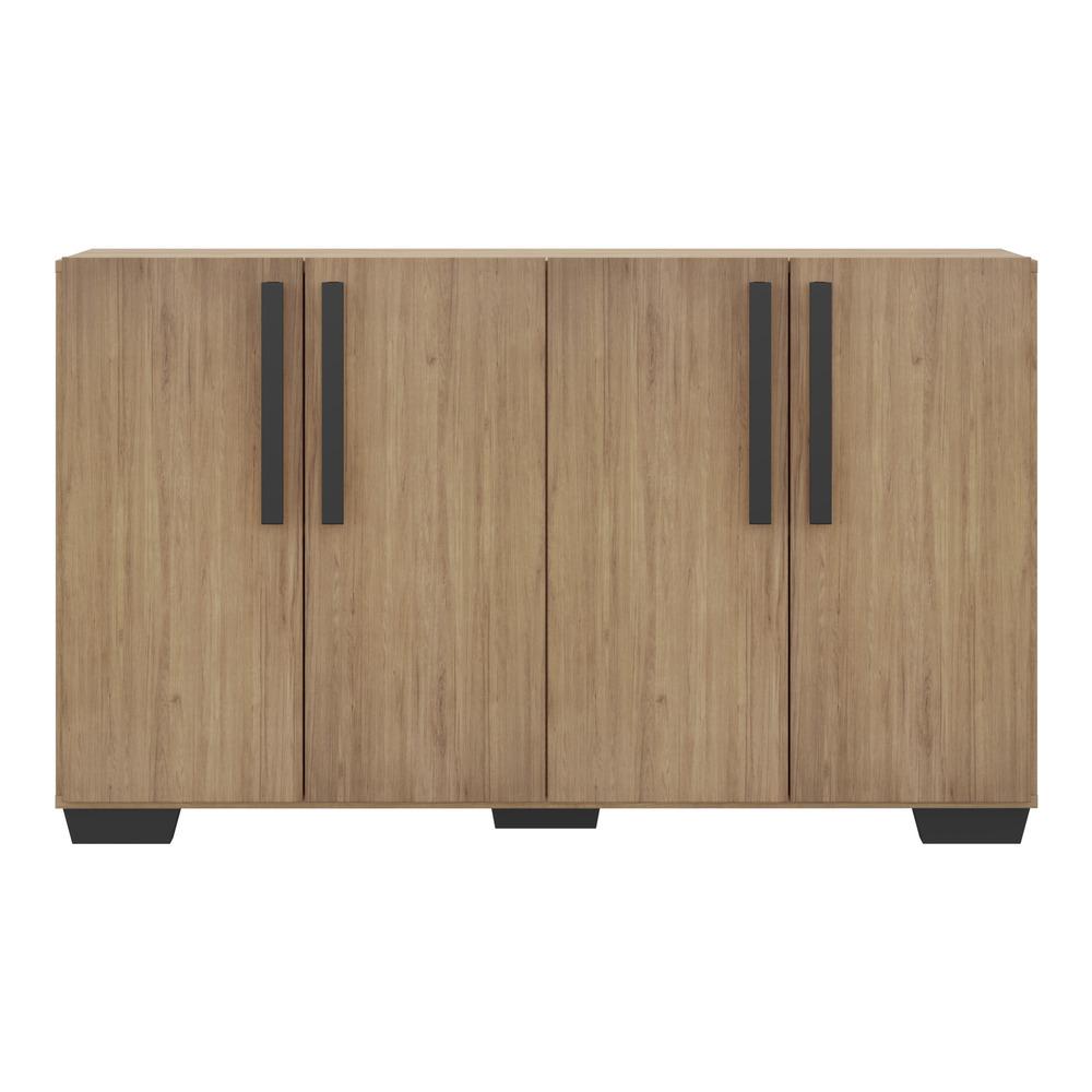 Aparador Buffet 4 Portas com Pés Quadrados Viena Multimóveis V3607 Rustic/Preto