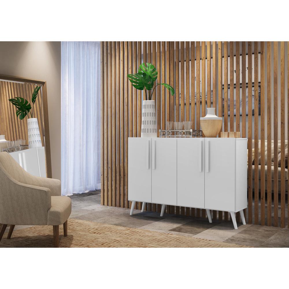 Aparador Buffet 4 Portas com Pés Retrô Viena Multimóveis Branco