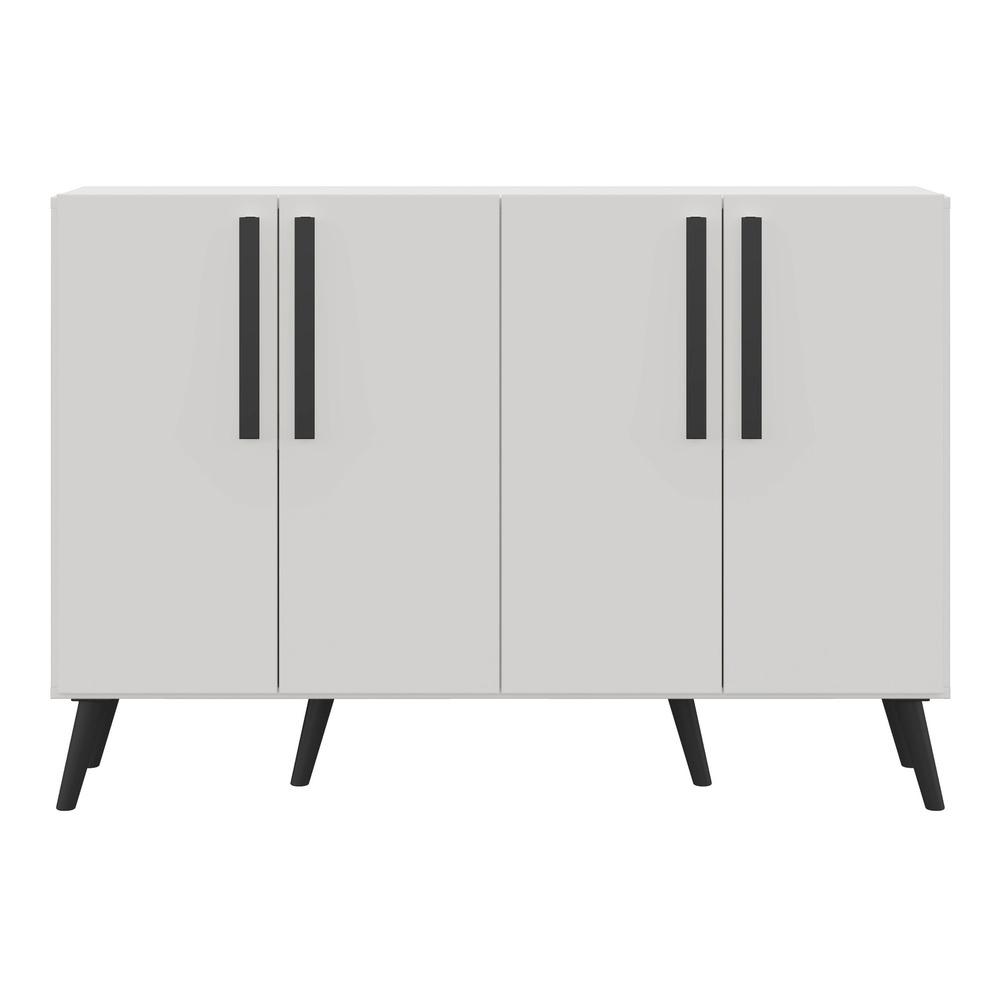 Aparador Buffet 4 Portas com Pés Retrô Viena Multimóveis Branco/Preto