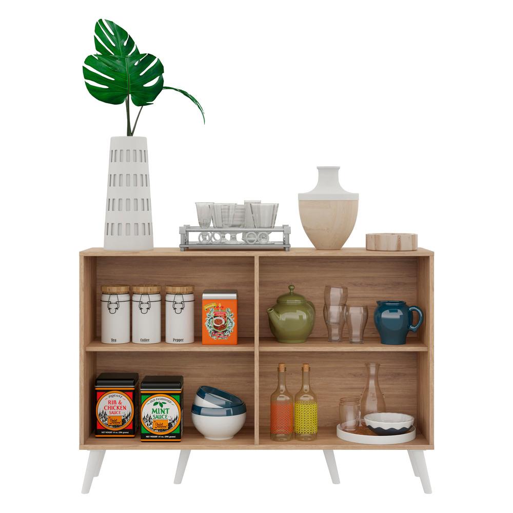 Aparador Buffet 4 Portas com Pés Retrô Viena Multimóveis Rustic/Branco
