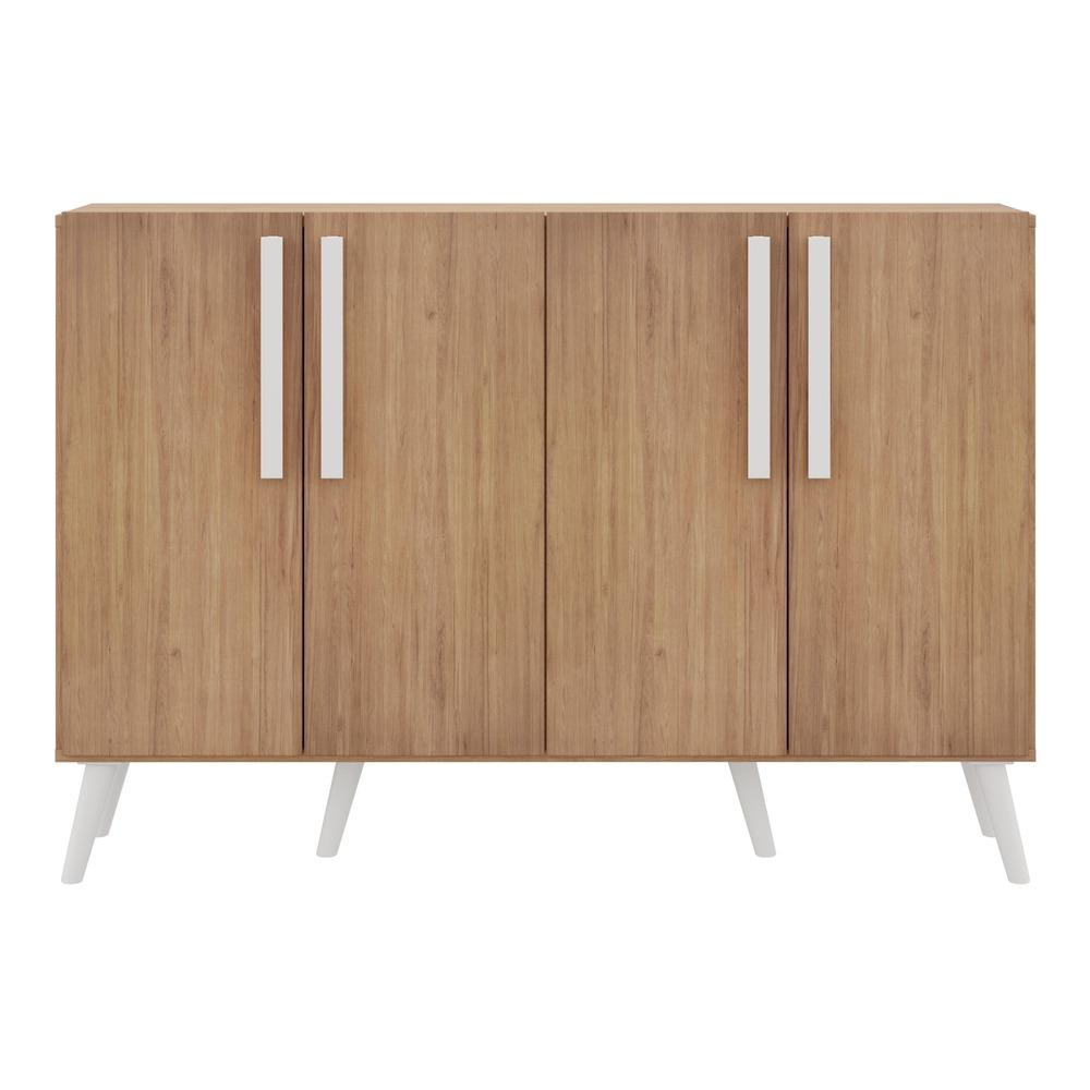 Aparador Buffet 4 Portas com Pés Retrô Viena Multimóveis Rustic/Branco