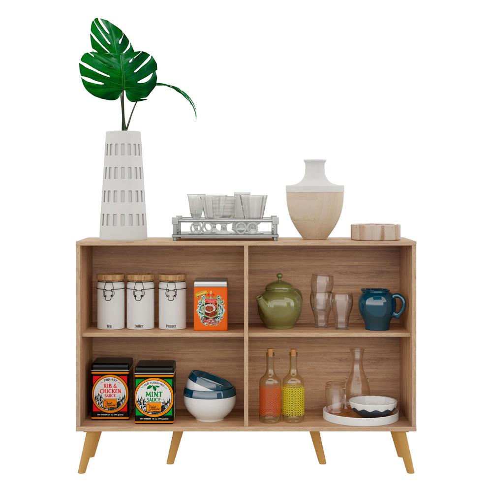 Aparador Buffet 4 Portas com Pés Retrô Viena Multimóveis Rustic/Natural