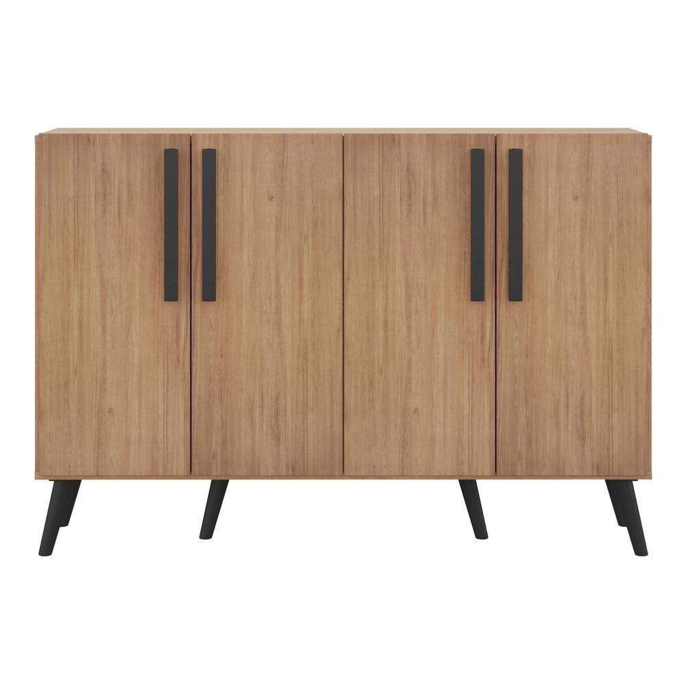 Aparador Buffet 4 Portas com Pés Retrô Viena Multimóveis Rustic/Preto