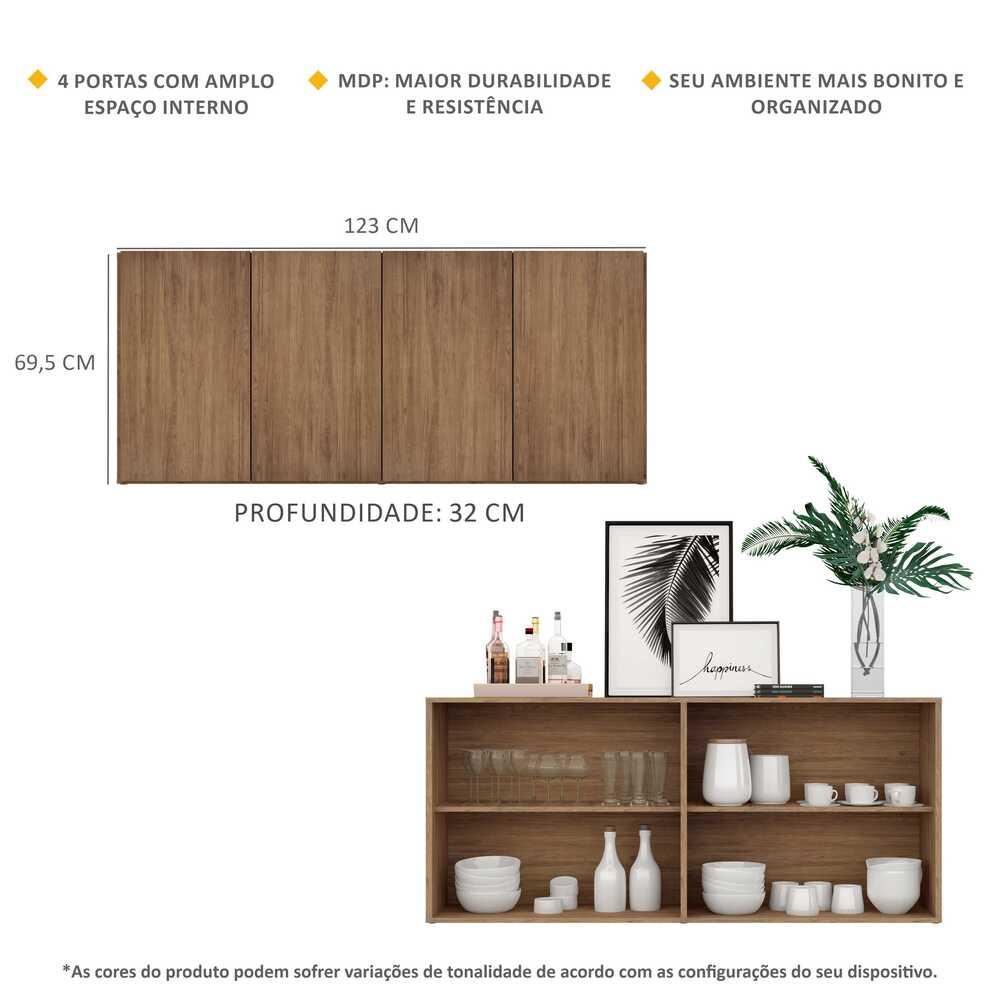 Aparador Buffet 4 portas Veneza Multimóveis V3555 Rustic